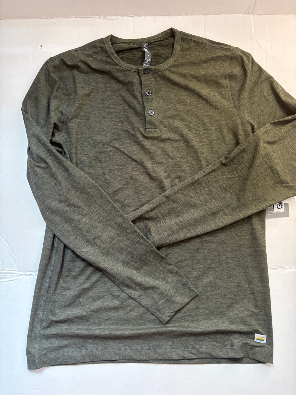 Vuori Olive Green Long-Sleeve Henley Shirt
